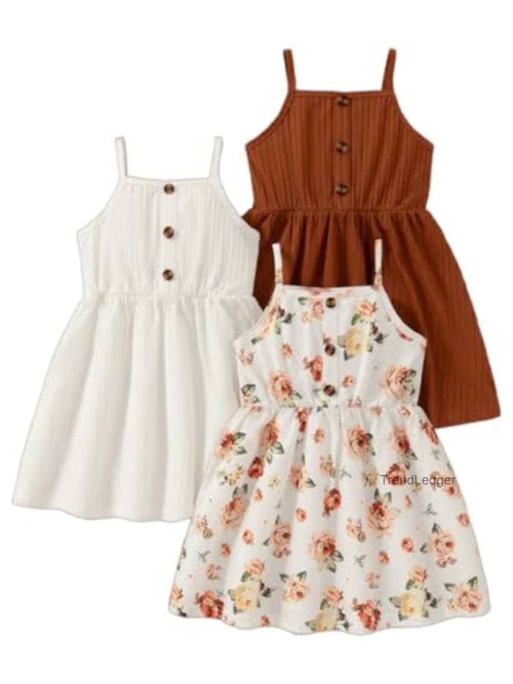 Toddler Girls 3-Pack A-Line Skater Sundress Pull-On Sleeveless Casual